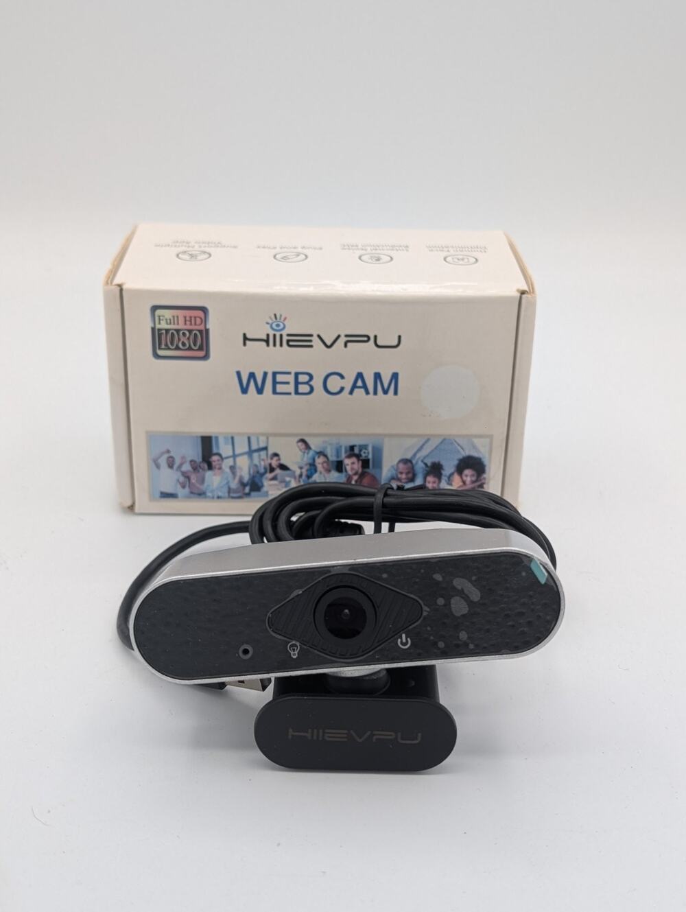 Webcam with Microphone with Noise Reduction, Hiievpu 1080p Webcam 1 Step USB NIB
